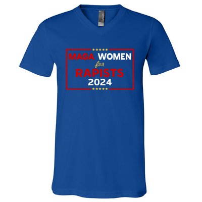 WalzS For Trump Maga Women For Rapists 2024 V-Neck T-Shirt