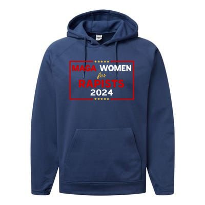 WalzS For Trump Maga Women For Rapists 2024 Performance Fleece Hoodie