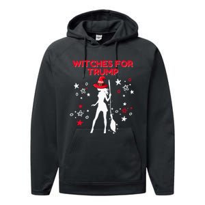 Witches For Trump Funny Trump Halloween Premium Performance Fleece Hoodie