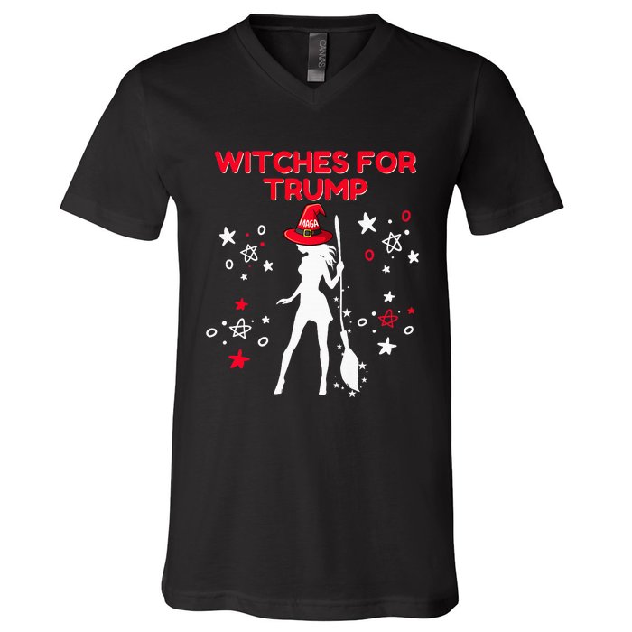 Witches For Trump Funny Trump Halloween Premium V-Neck T-Shirt