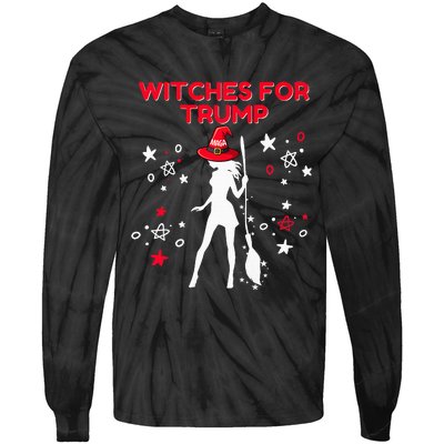 Witches For Trump Funny Trump Halloween Premium Tie-Dye Long Sleeve Shirt