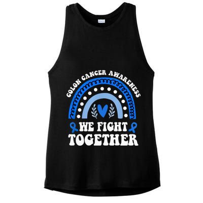 We Fights Together Rainbow Retro Colon Cancer Awareness Gift Ladies PosiCharge Tri-Blend Wicking Tank