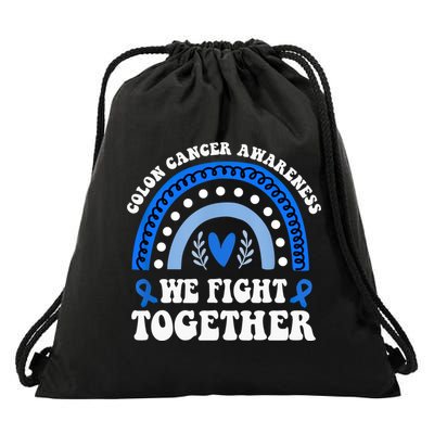 We Fights Together Rainbow Retro Colon Cancer Awareness Gift Drawstring Bag