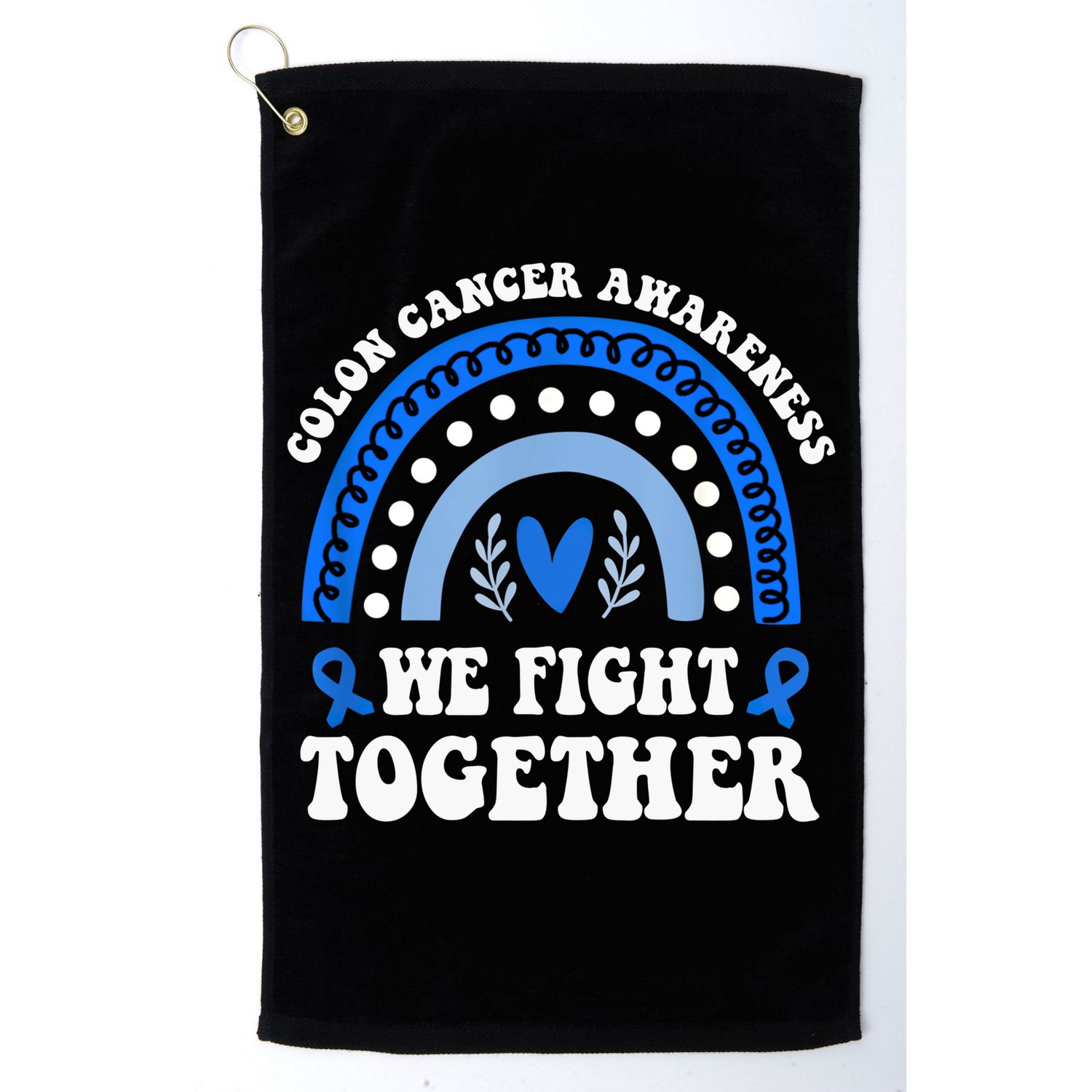 We Fights Together Rainbow Retro Colon Cancer Awareness Gift Golf Towel