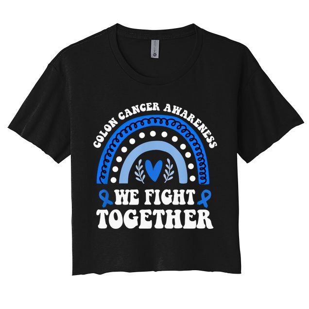 We Fights Together Rainbow Retro Colon Cancer Awareness Gift Crop Top
