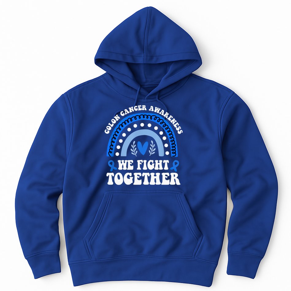 We Fights Together Rainbow Retro Colon Cancer Awareness Gift Hoodie