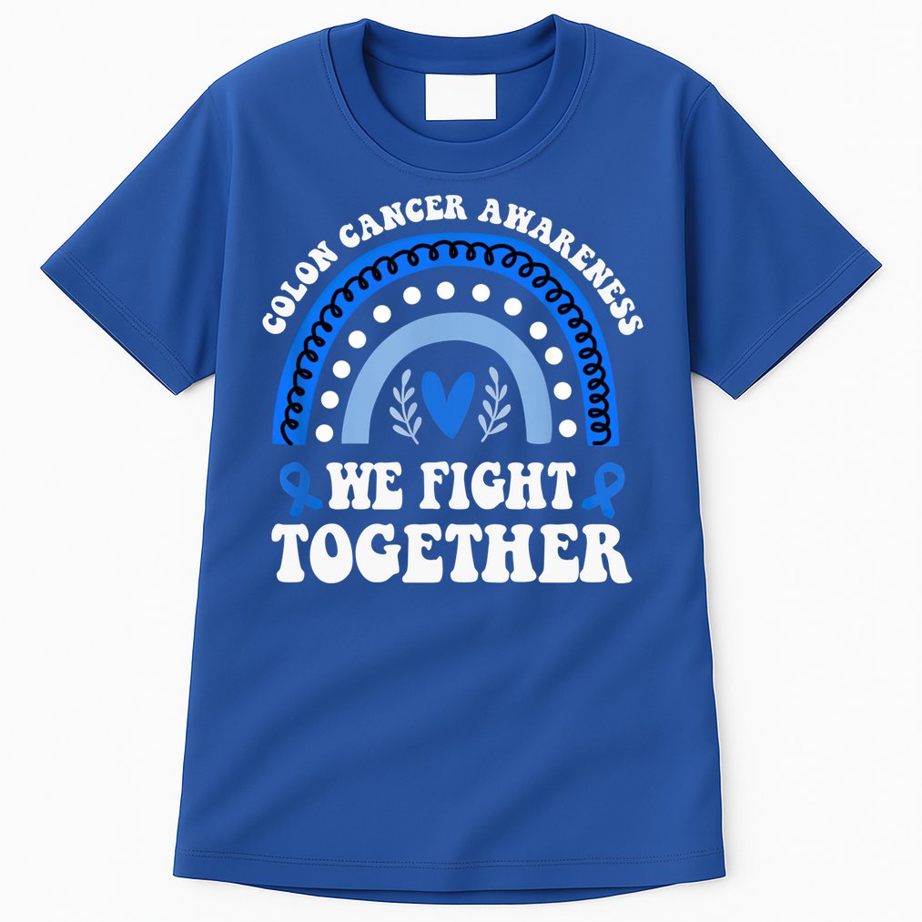 We Fights Together Rainbow Retro Colon Cancer Awareness Gift Tall T-Shirt