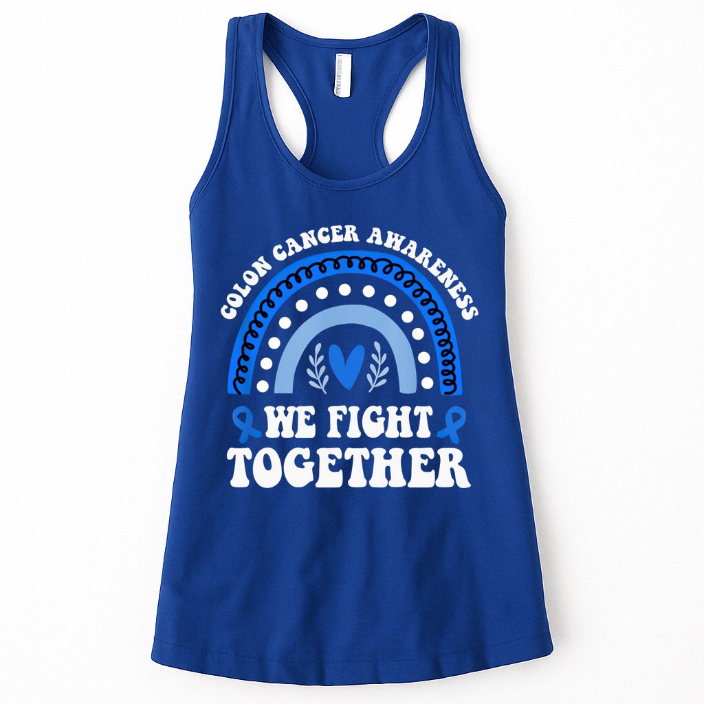 We Fights Together Rainbow Retro Colon Cancer Awareness Gift Womens Tank Top