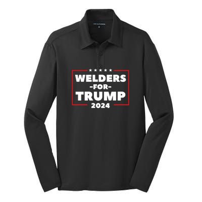 Welders For Trump 2024 Silk Touch Performance Long Sleeve Polo