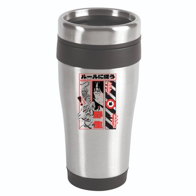 Wild, Follow The Rules Japanese Text With Tiger And Anime Girl 16oz Travel Tumbler