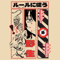 Wild, Follow The Rules Japanese Text With Tiger And Anime Girl Drawstring Bag