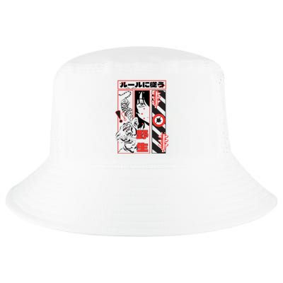 Wild, Follow The Rules Japanese Text With Tiger And Anime Girl Cool Comfort Performance Bucket Hat