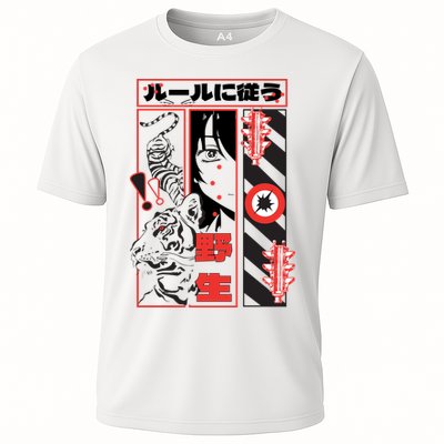 Wild, Follow The Rules Japanese Text With Tiger And Anime Girl Performance Shirt