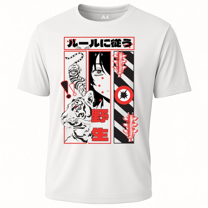 Wild, Follow The Rules Japanese Text With Tiger And Anime Girl Performance Shirt
