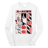 Wild, Follow The Rules Japanese Text With Tiger And Anime Girl Long Sleeve Shirt