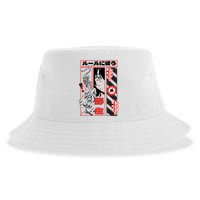 Wild, Follow The Rules Japanese Text With Tiger And Anime Girl Sustainable Bucket Hat