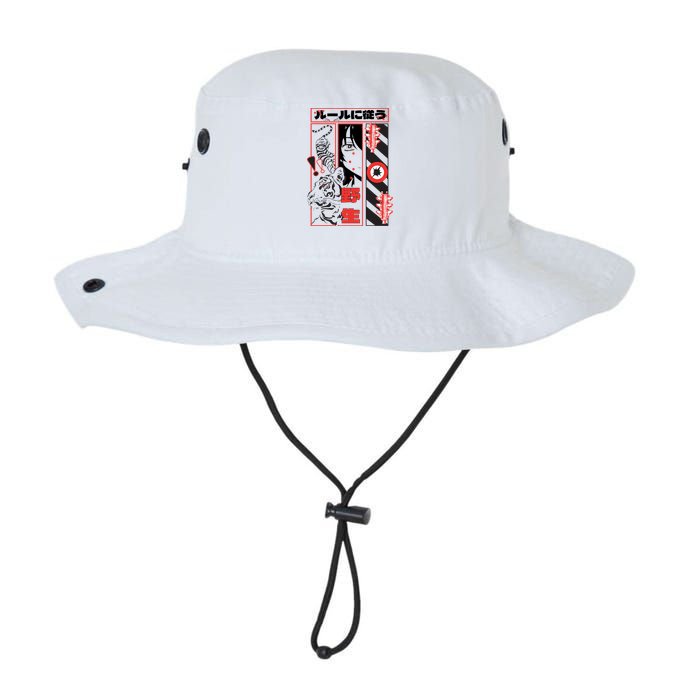 Wild, Follow The Rules Japanese Text With Tiger And Anime Girl Bucket Hat