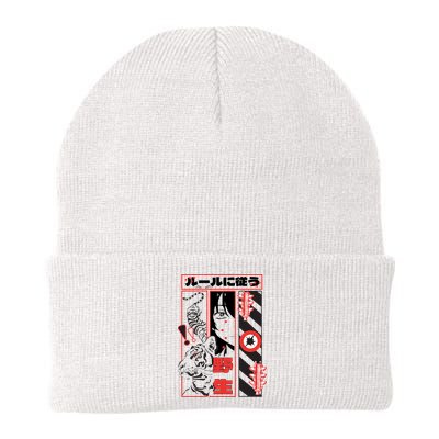 Wild, Follow The Rules Japanese Text With Tiger And Anime Girl Beanie