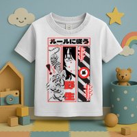 Wild, Follow The Rules Japanese Text With Tiger And Anime Girl Toddler T-Shirt