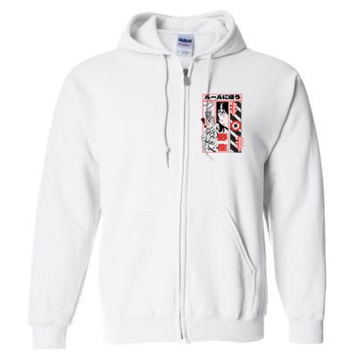 Wild, Follow The Rules Japanese Text With Tiger And Anime Girl Full Zip Hoodie