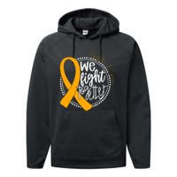 We Fight Together Childhood Cancer Awareness Gold Ribbon Performance Fleece Hoodie