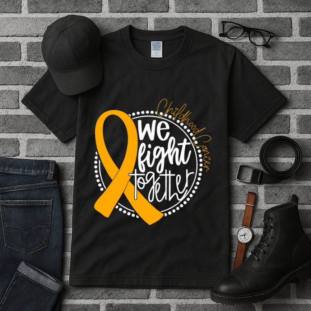 We Fight Together Childhood Cancer Awareness Gold Ribbon Tall T-Shirt