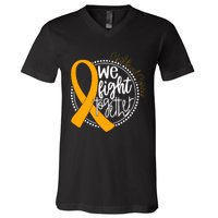 We Fight Together Childhood Cancer Awareness Gold Ribbon V-Neck T-Shirt