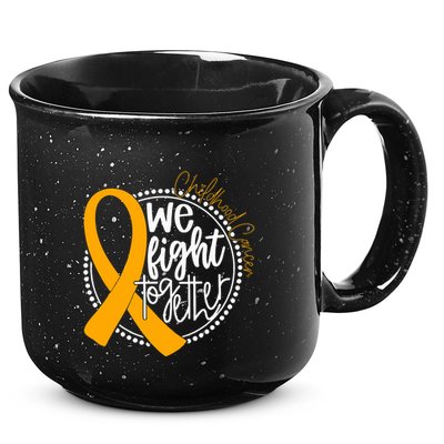 We Fight Together Childhood Cancer Awareness Gold Ribbon 15oz Campfire Ceramic Mug