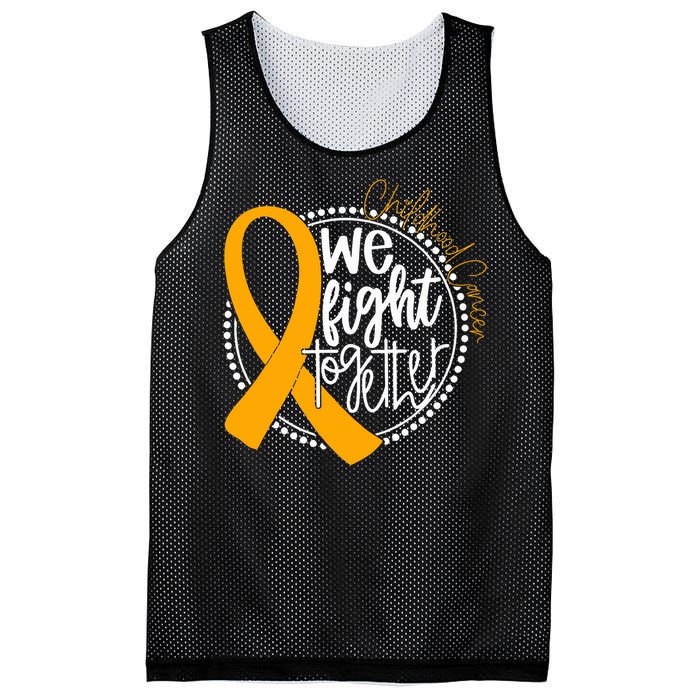 We Fight Together Childhood Cancer Awareness Gold Ribbon Mesh Reversible Basketball Jersey Tank