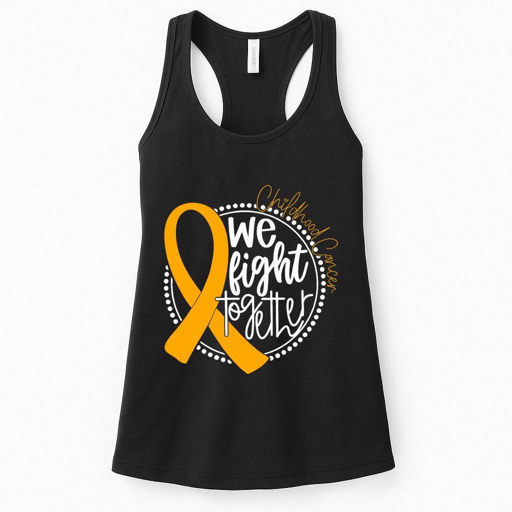 We Fight Together Childhood Cancer Awareness Gold Ribbon Womens Tank Top