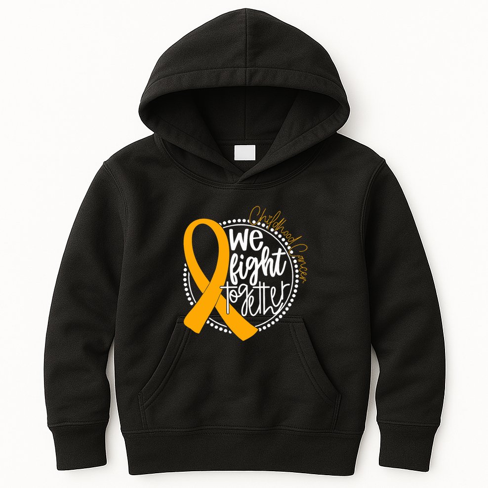 We Fight Together Childhood Cancer Awareness Gold Ribbon Kids Hoodie