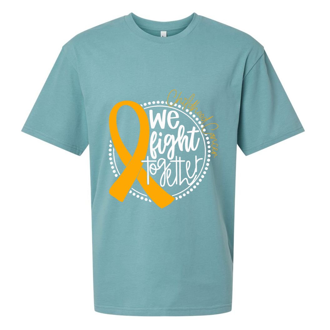 We Fight Together Childhood Cancer Awareness Gold Ribbon Sueded Cloud Jersey T-Shirt
