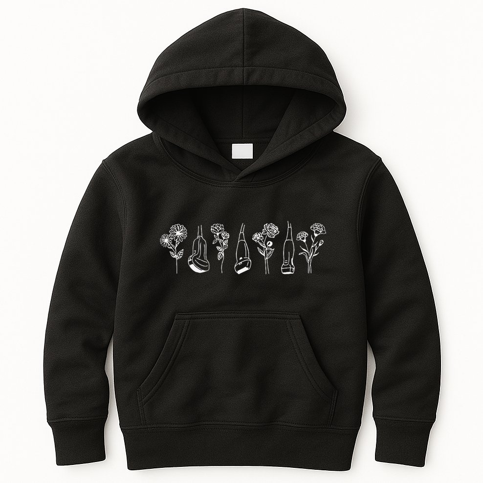 Women Floral Ultrasound Tech Sonographer Sono Tech Grad Kids Hoodie