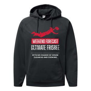 Weekend Forecast Ultimate Frisbee Player Gift Frisbee Performance Fleece Hoodie