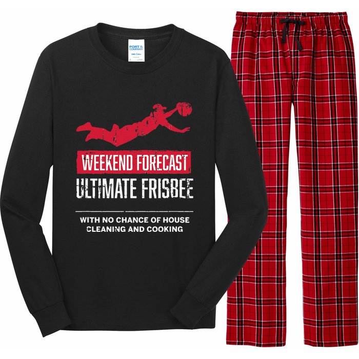 Weekend Forecast Ultimate Frisbee Player Gift Frisbee Long Sleeve Pajama Set