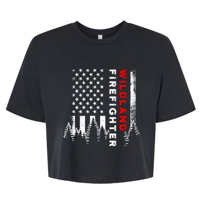 Wildland Firefighter Us Flag Fire Bella+Canvas Jersey Crop Tee