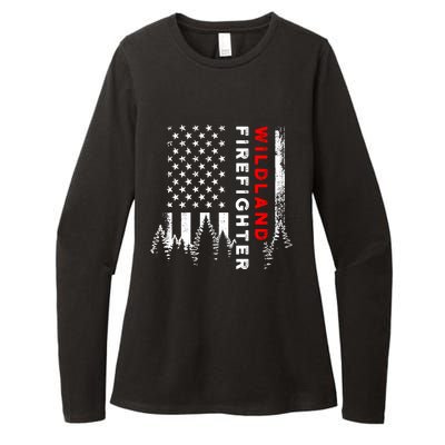 Wildland Firefighter Us Flag Fire Womens CVC Long Sleeve Shirt