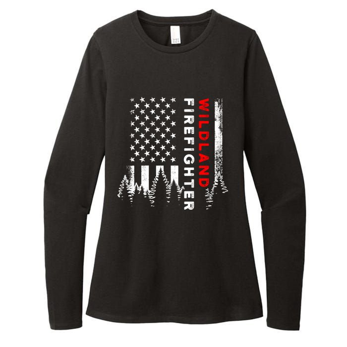 Wildland Firefighter Us Flag Fire Womens CVC Long Sleeve Shirt