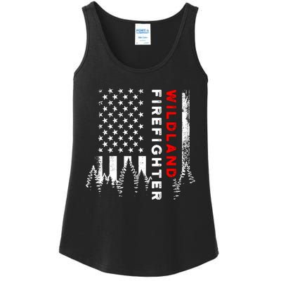 Wildland Firefighter Us Flag Fire Ladies Essential Tank