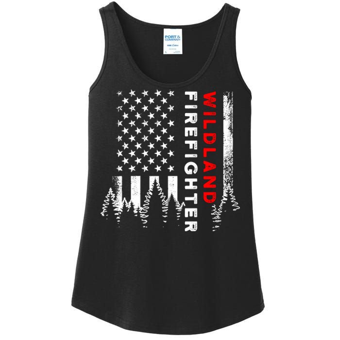 Wildland Firefighter Us Flag Fire Ladies Essential Tank