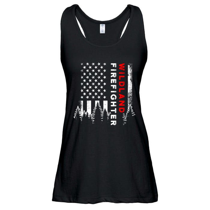 Wildland Firefighter Us Flag Fire Ladies Essential Flowy Tank