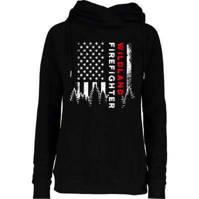 Wildland Firefighter Us Flag Fire Womens Funnel Neck Pullover Hood