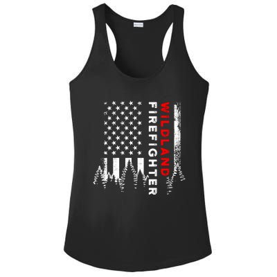 Wildland Firefighter Us Flag Fire Ladies PosiCharge Competitor Racerback Tank