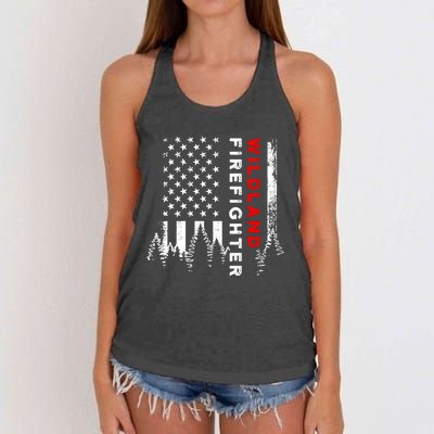 Wildland Firefighter Us Flag Fire Women's Knotted Racerback Tank