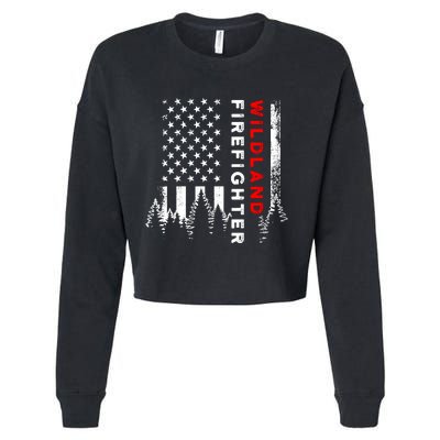 Wildland Firefighter Us Flag Fire Cropped Pullover Crew