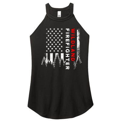 Wildland Firefighter Us Flag Fire Women's Perfect Tri Rocker Tank