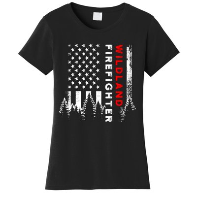 Wildland Firefighter Us Flag Fire Women's T-Shirt