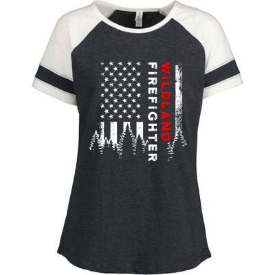 Wildland Firefighter Us Flag Fire Enza Ladies Jersey Colorblock Tee