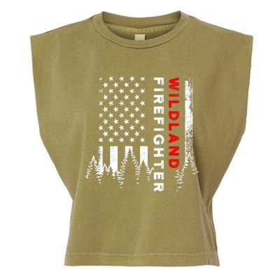 Wildland Firefighter Us Flag Fire Garment-Dyed Women's Muscle Tee