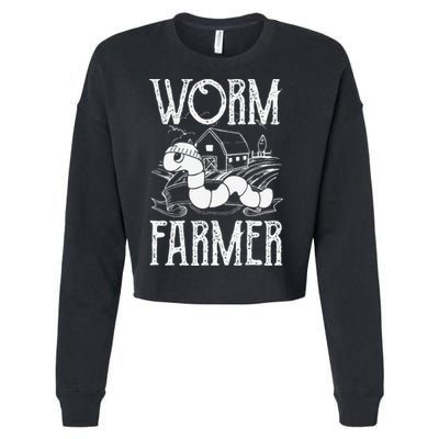 Worm Farmer Vermiculture Gardening funny Farming Cropped Pullover Crew